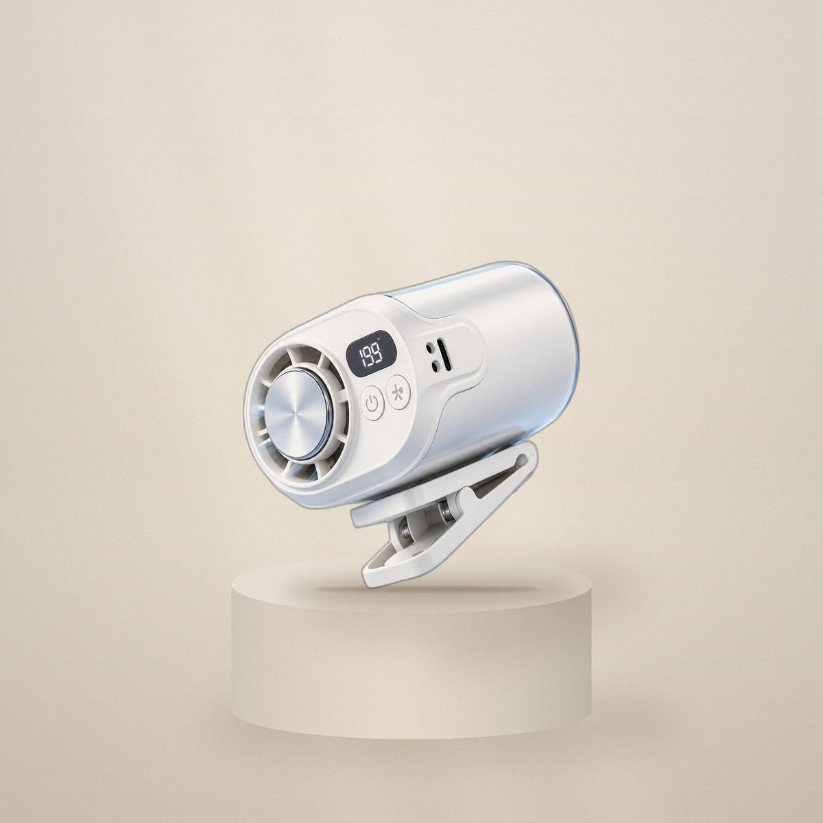 Fan Club Waist Fan in white, clip-on fan with ice-touch plate